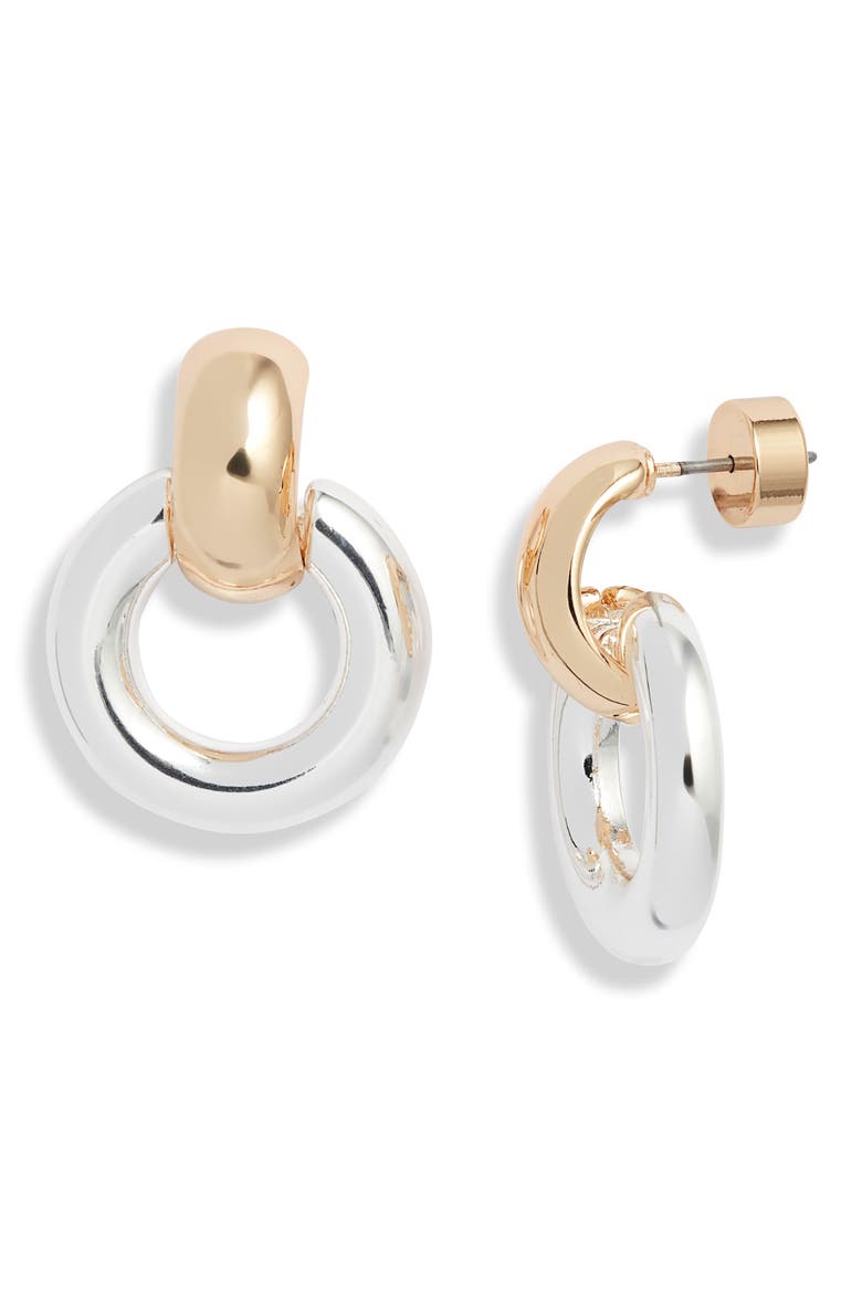 Polished Door Knocker Earrings, Main, color, GOLD- SILVER