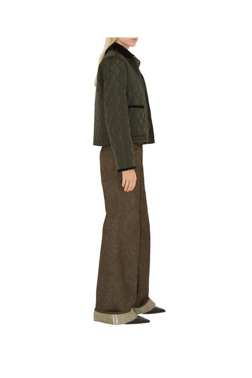 Shop Burberry Cropped Quilted Nylon Jacket In Shale/brush