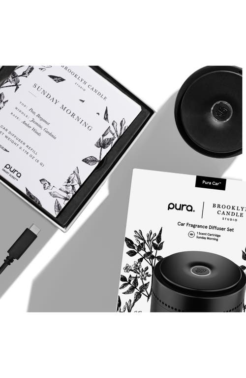 Pura X Brooklyn Candle Studio Sunday Morning Car Fragrance Diffuser Set In Black