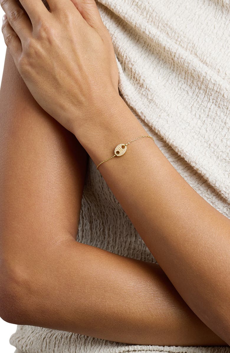 ATHRA LUXE Modern Muse Faux Pearl Bracelet, Alternate, color, Gold