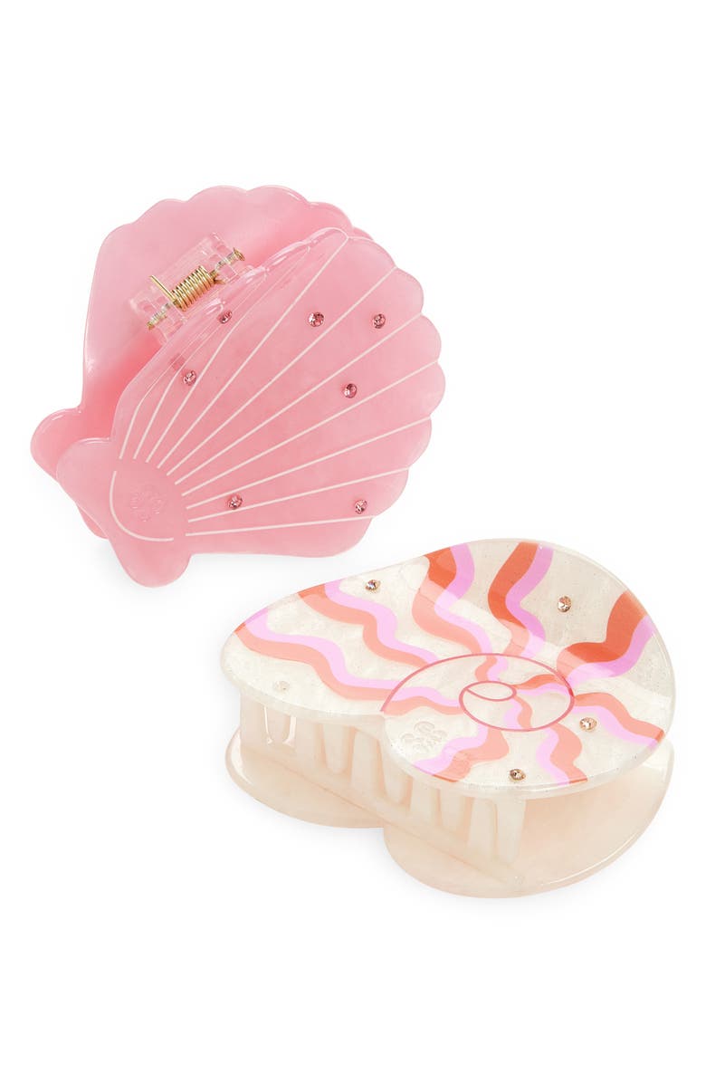 FRASIER STERLING Shell Beach Set of 2 Claw Clips, Main, color, Pink