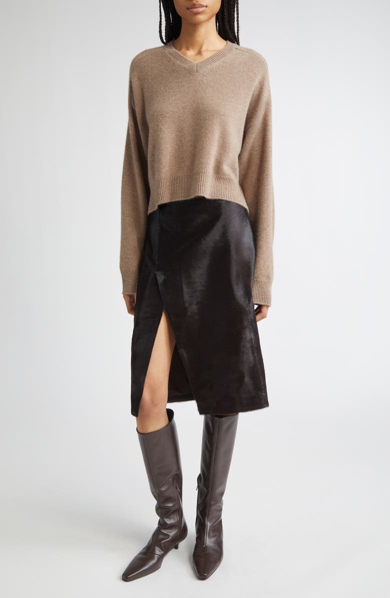 LOULOU DE SAISON Anzor Cashmere V-Neck Sweater, Alternate, color, Taupe Melange