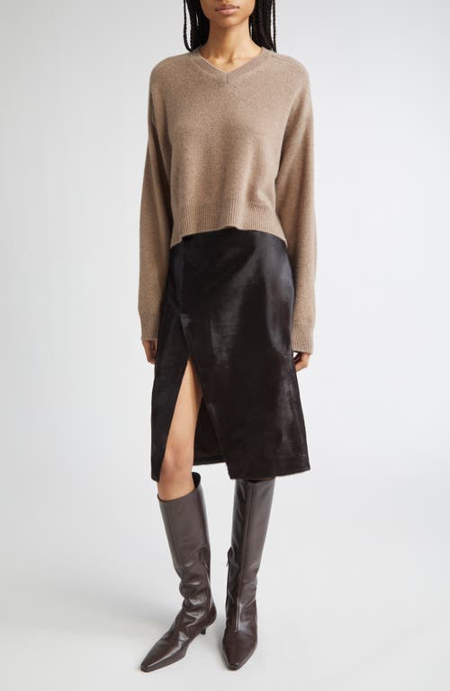 Loulou De Saison Anzor Lds V-neck Ribbed-detail Sweater In Brown