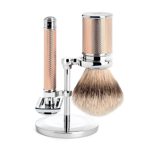 Rosegold Silvertip Badger & Open Comb Safety Razor Shaving Set