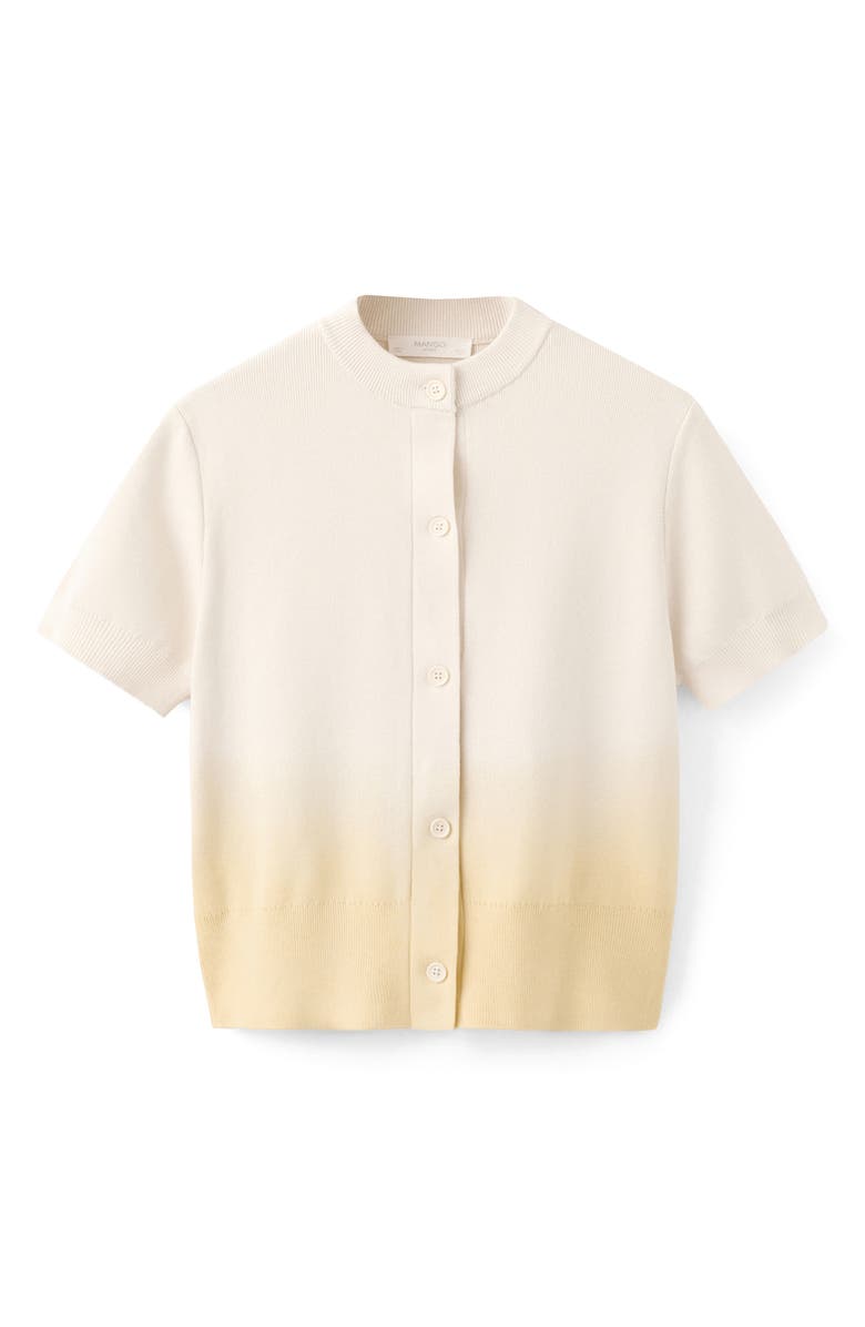 MANGO Gradient Short Sleeve Cotton Cardigan, Alternate, color, Pastel Yellow