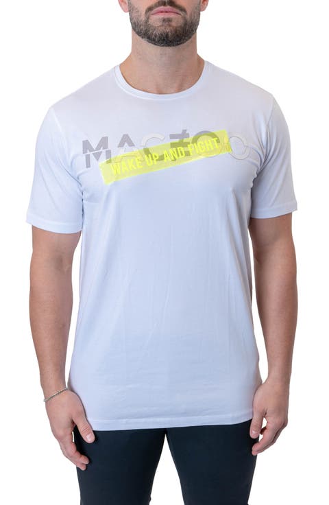 Wake Up & Fight Appliqué Cotton Graphic T-Shirt