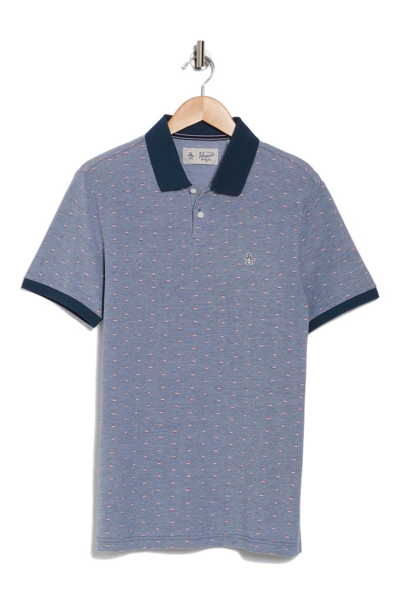Line Print Bird's Eye Piqué Polo, Alternate, color, BLUE WING TEAL