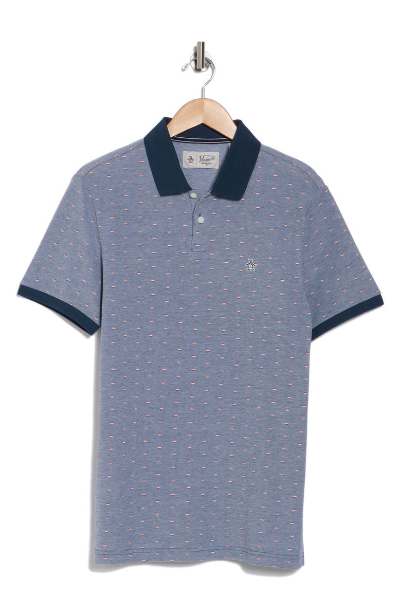 Original Penguin Line Print Bird's Eye Piqué Polo, Alternate, color, 