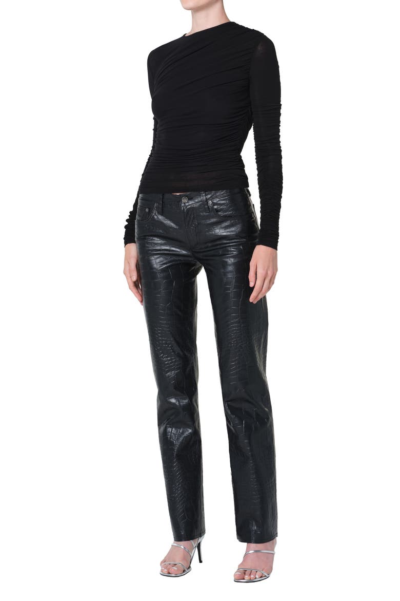 Tania Ruched Stretch Top, Alternate, color, BLACK