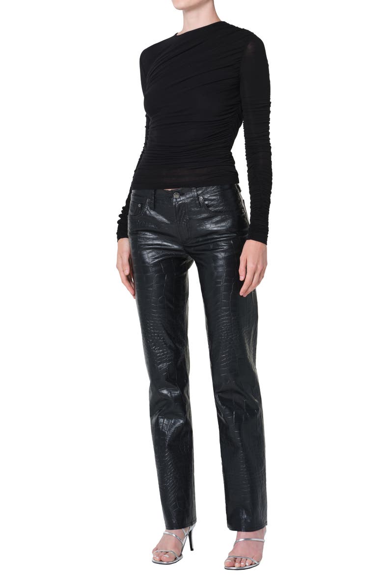 AGOLDE Tania Ruched Stretch Top, Alternate, color, Black