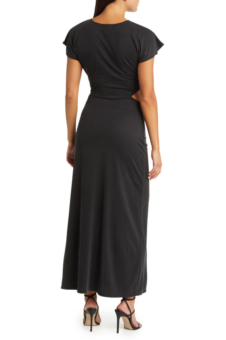 Twist Front Cutout Maxi Dress, Alternate, color, BLACK