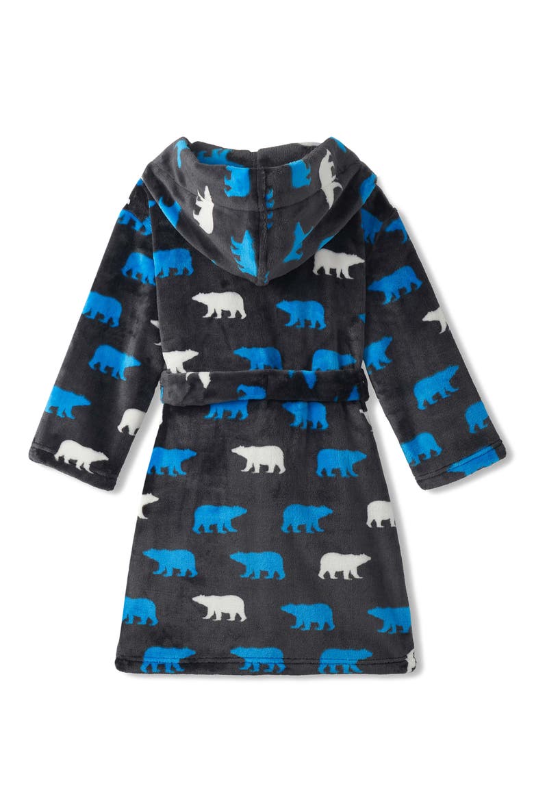Kids' Polar Bear Hooded Fleece Robe, Alternate, color, DARK SHADOW