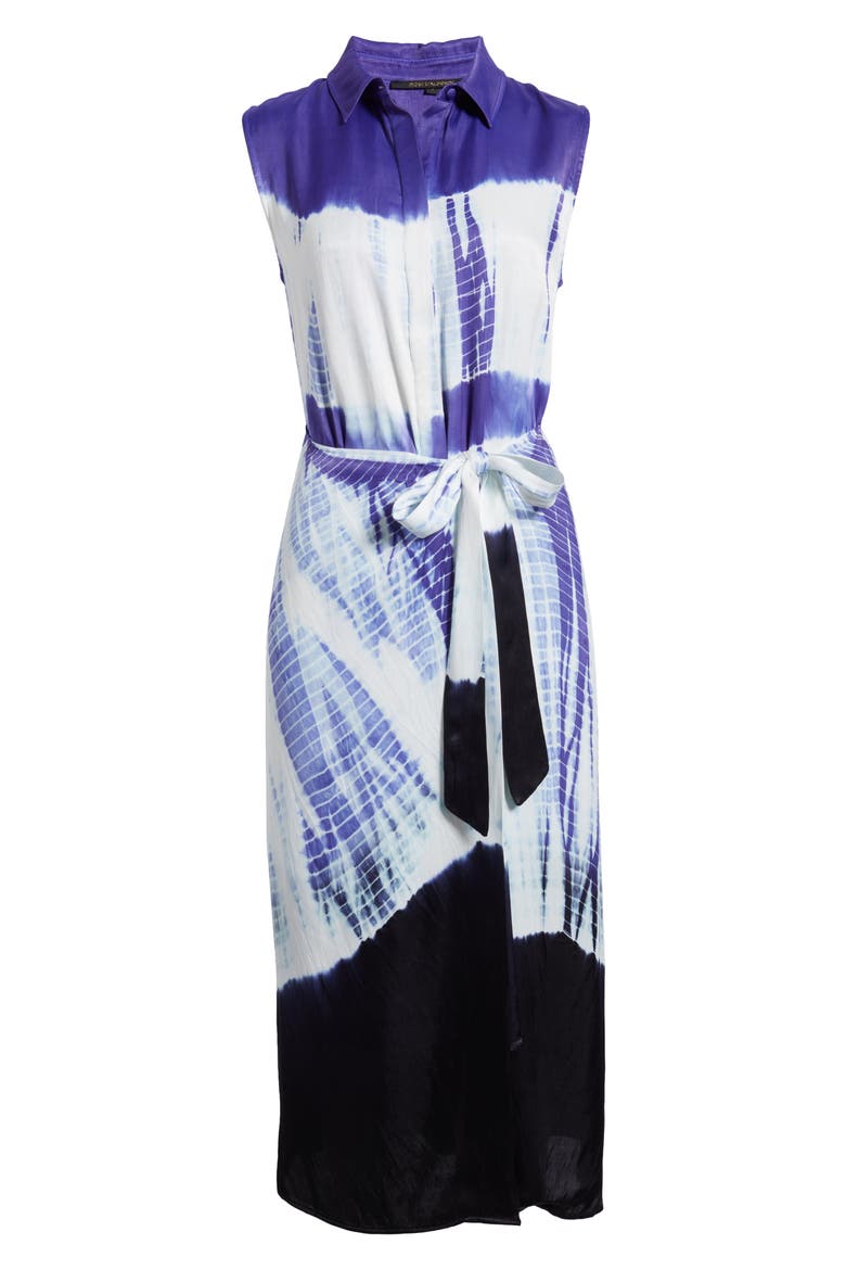 Tie Dye Sleeveless Maxi Shirtdress, Alternate, color, BLUE