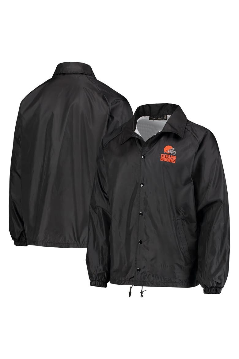 Men's Black Cleveland Browns Coaches Classic Raglan Full-Snap Windbreaker Jacket, Main, color, Black