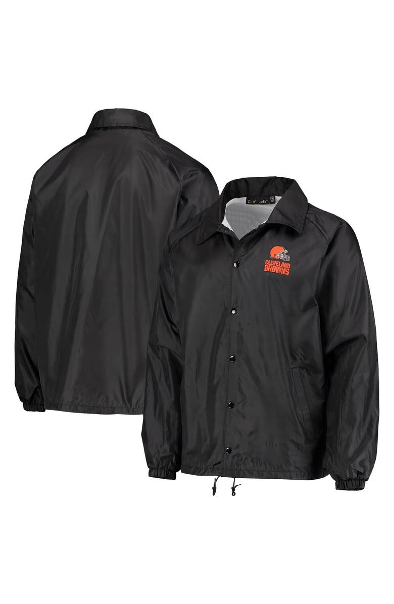 DUNBROOKE Men's Black Cleveland Browns Coaches Classic Raglan Full-Snap Windbreaker Jacket, Main, color, Black