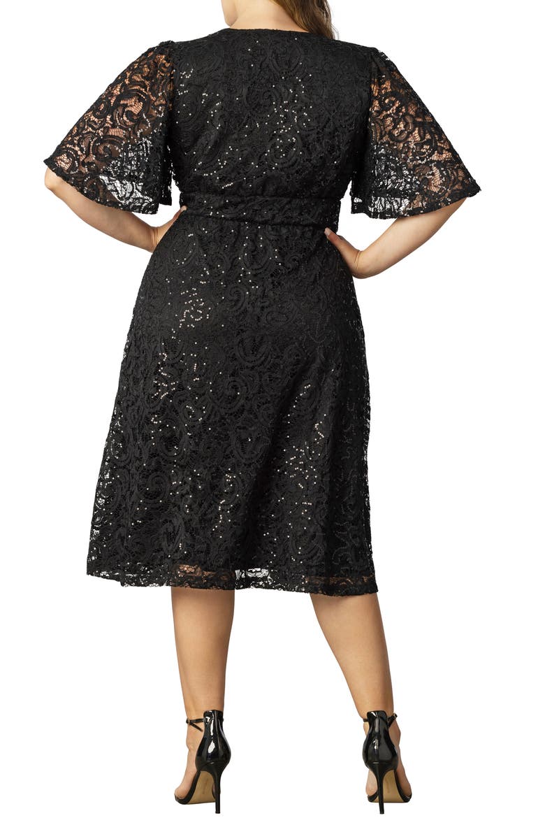 Starry Sequin Lace Fit & Flare Cocktail Dress, Alternate, color, ONYX