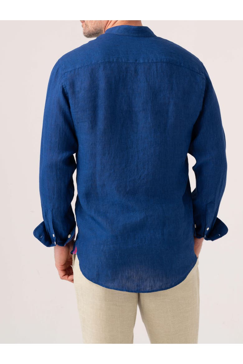 Linen Band Collar Shirt, Alternate, color, Royal Blue