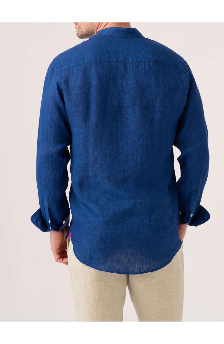 Koy Clothing Linen Band Collar Shirt, Alternate, color, Royal Blue