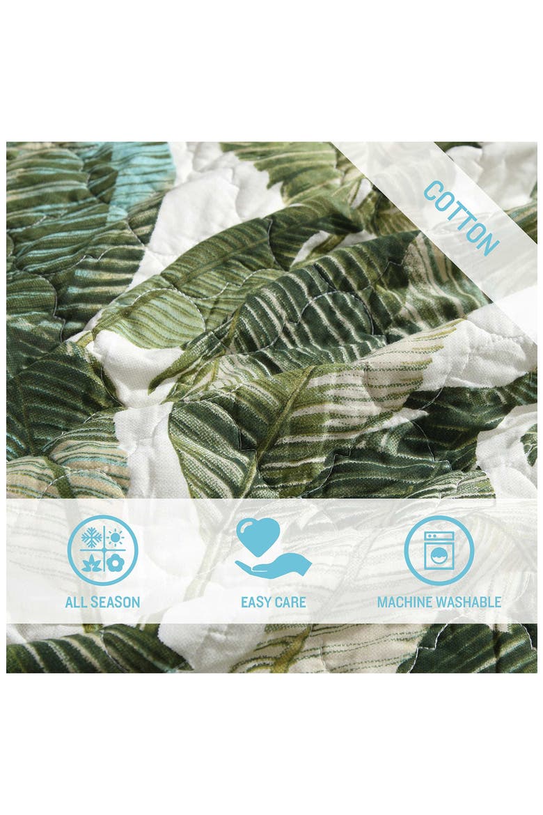 Fiesta Palms Cotton Quilt & Sham Set, Alternate, color, PALM GREEN