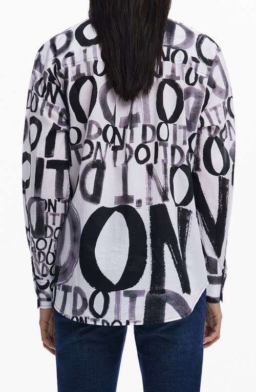Desigual Oversize Lettering Button-up Shirt In Black