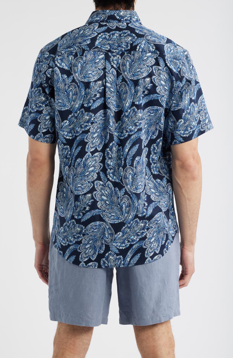 Tommy Bahama Tortola Midnight Blues Short Sleeve Linen Blend Button-Up Shirt, Alternate, color, Mood Sea