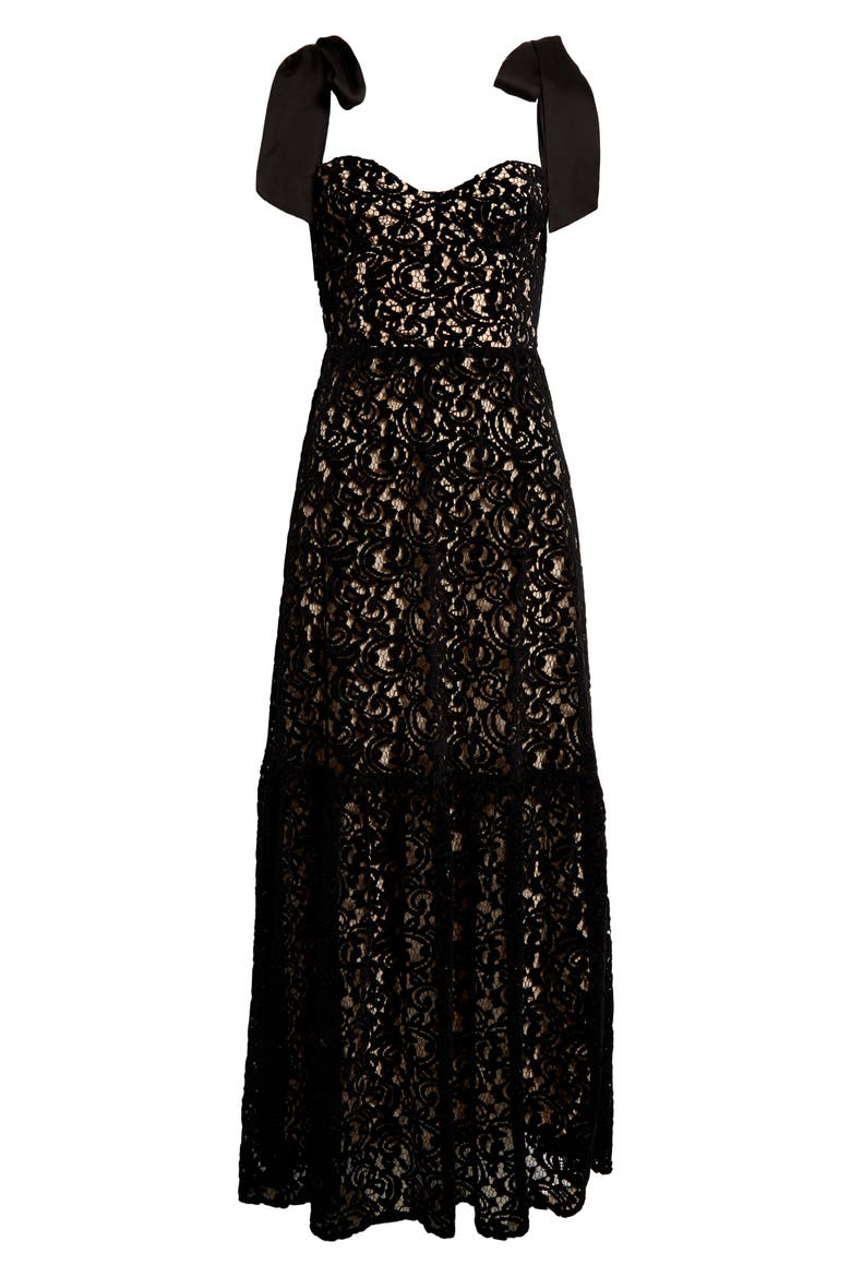 Velvet Lace Gown, Alternate, color, BLACK