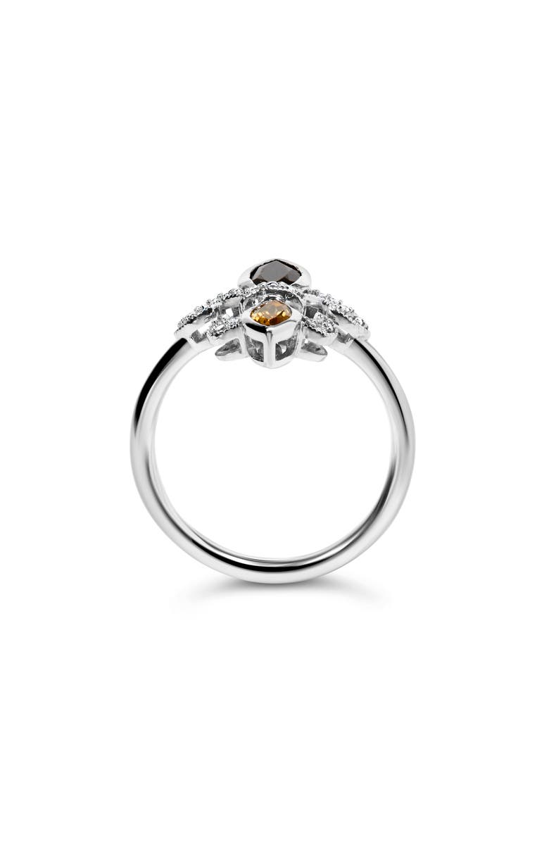 Haus of Brilliance Silver Onyx, Citrine and Diamond Accent Fleur De Lis Ring, Alternate, color, White