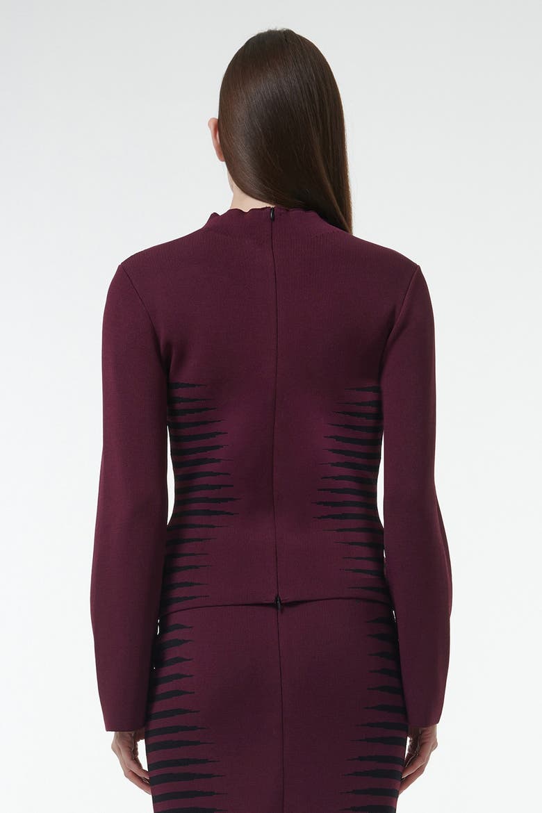 Jacquard Knit Fitted Top, Alternate, color, Red