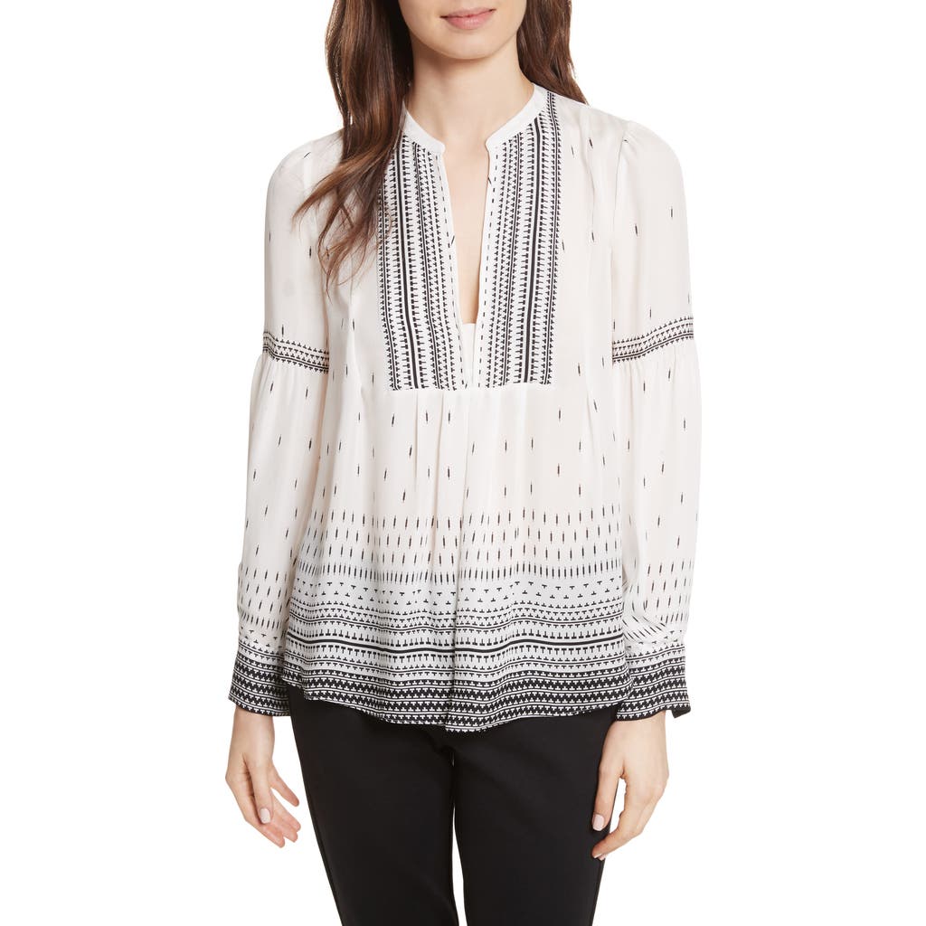 Joie Abhirati Split-neck Printed Silk Blouse In Brown