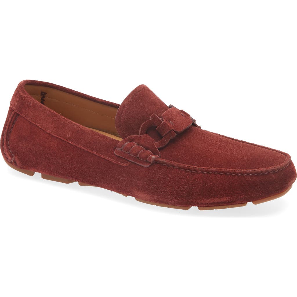 Ferragamo Men's Byte Suede Driving Shoes In College Red