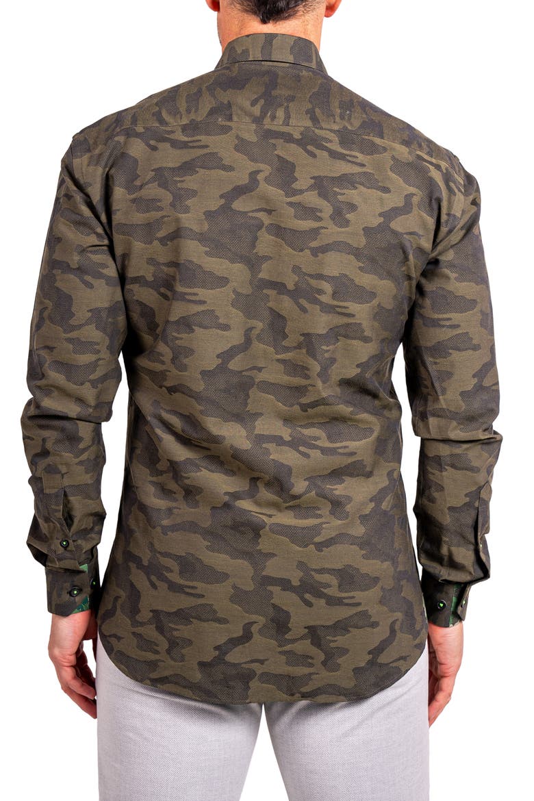 Fibonacci Ascension Contemporary Fit Button-Up Shirt, Alternate, color, GREEN
