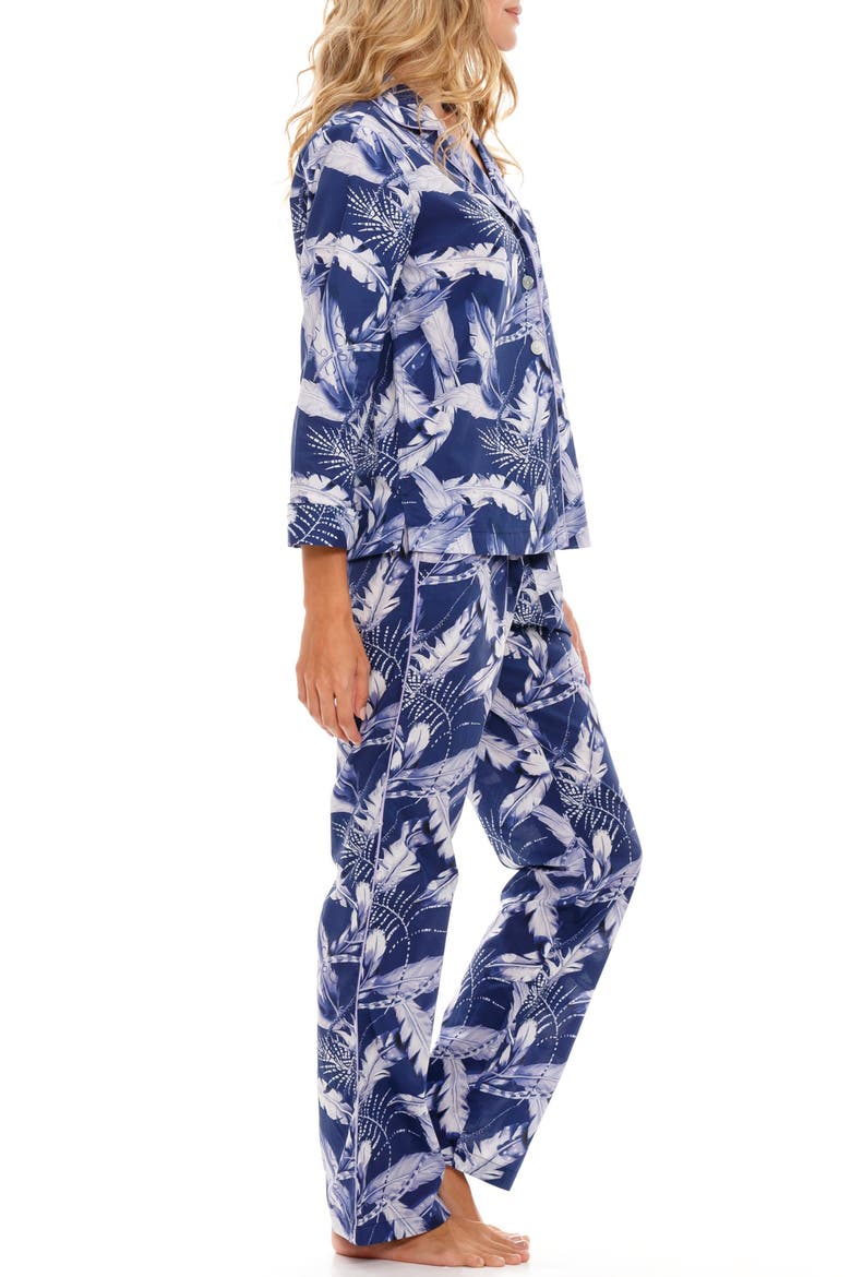 Emma Blue Plume Cotton Pajamas, Alternate, color, BLUE