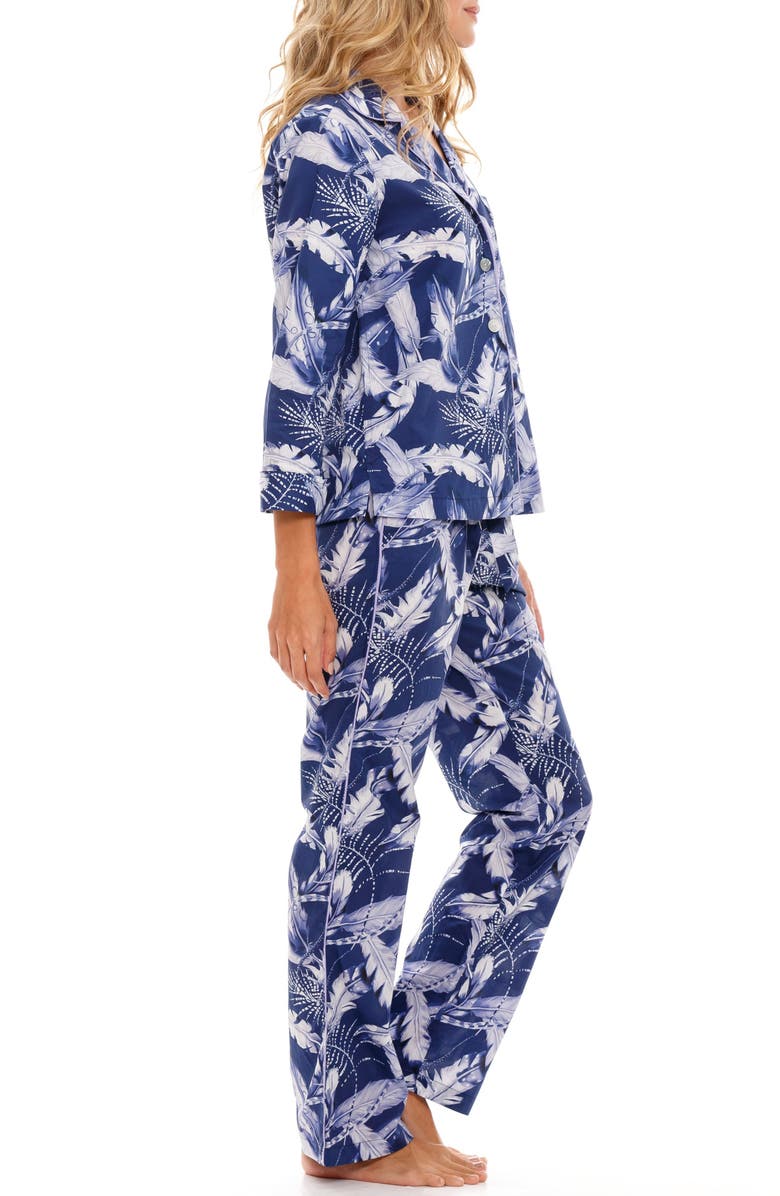 The Lazy Poet Emma Blue Plume Cotton Pajamas, Alternate, color, 