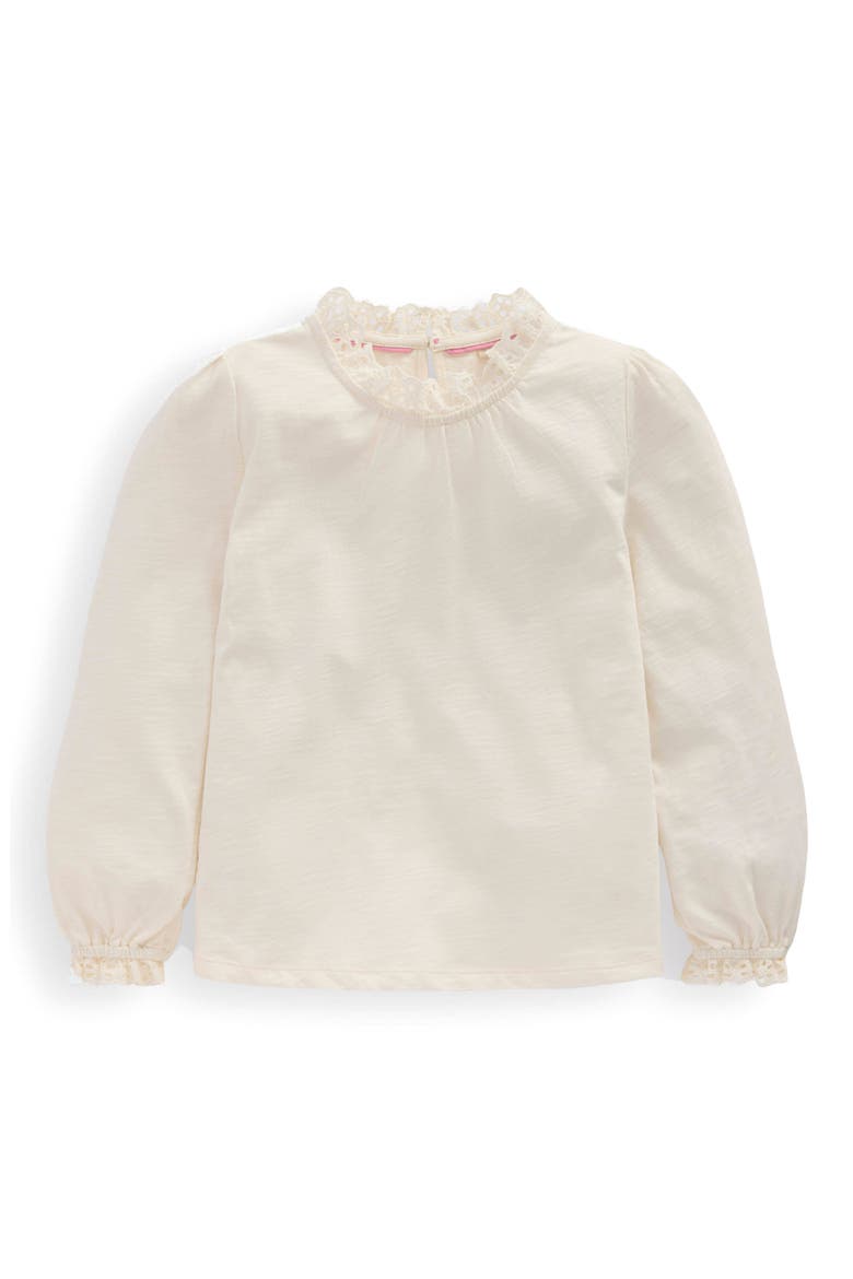 Kids' Embroidered Eyelet Accent Cotton Top, Main, color, SOFT IVORY