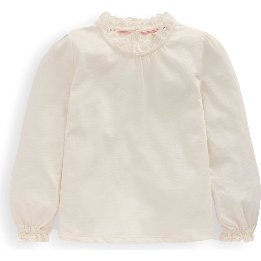 Mini Boden Kids' Embroidered Eyelet Accent Cotton Top In Neutral