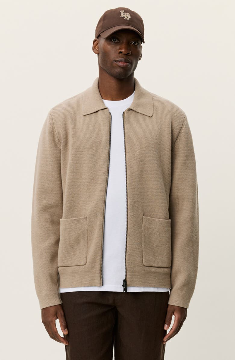 Les Deux Fischer Cotton Milano Knit Overshirt, Alternate, color, Dark Sand