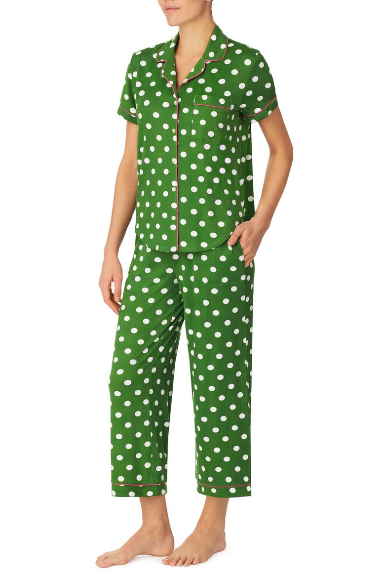 print crop pajamas, Alternate, color, GRN DOT