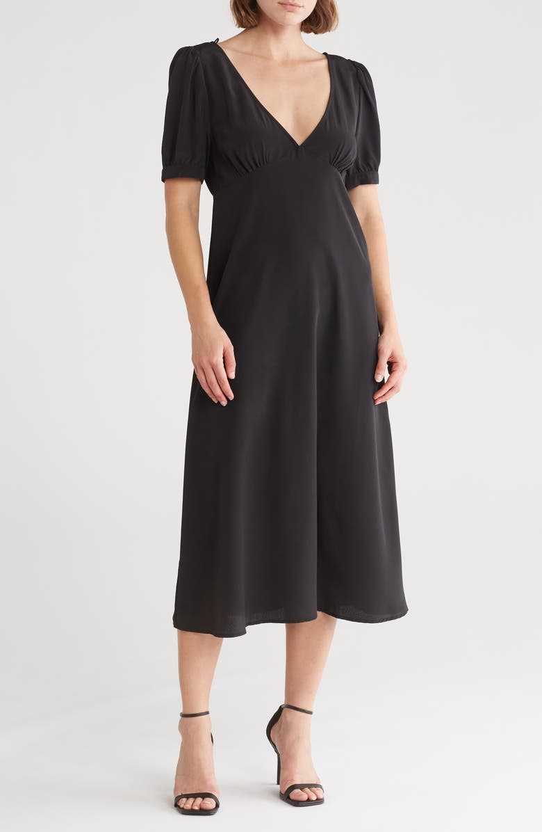 Socialite Puff Sleeve Bias Midi Dress, Main, color, 