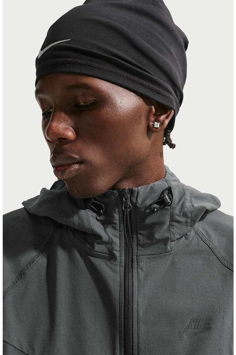 Dri-FIT Oversize Stretch Nylon Hooded Windrunner Jacket, Alternate, color, BLACK