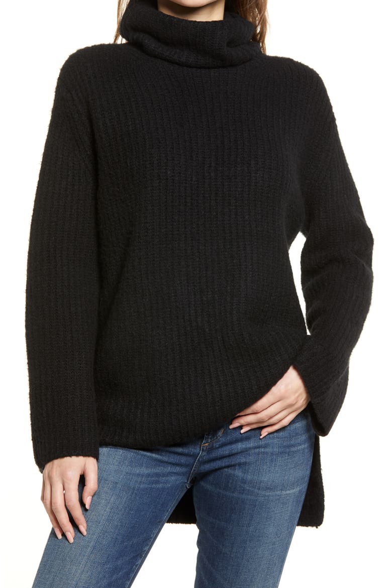 Cozy Turtleneck Sweater, Main, color, BLACK