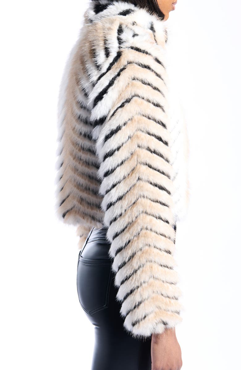 AZALEA WANG Argyll Faux Fur Coat, Alternate, color, Beige Multi