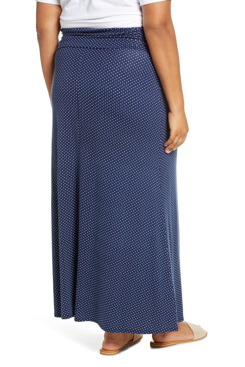 Roll Top Maxi Skirt, Alternate, color, NAVY/ IVORY