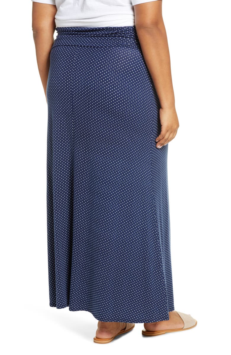 Loveappella Roll Top Maxi Skirt, Alternate, color, Navy/ Ivory