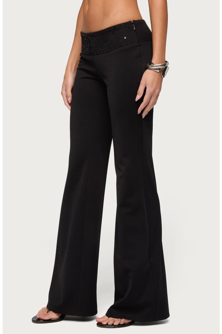 Katalia Sequin Waist Flare Pants, Alternate, color, BLACK