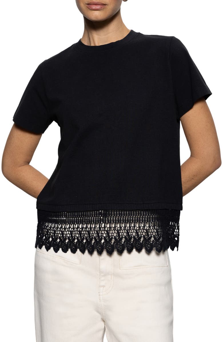 Sanctuary Lace Remix T-Shirt, Alternate, color, Black