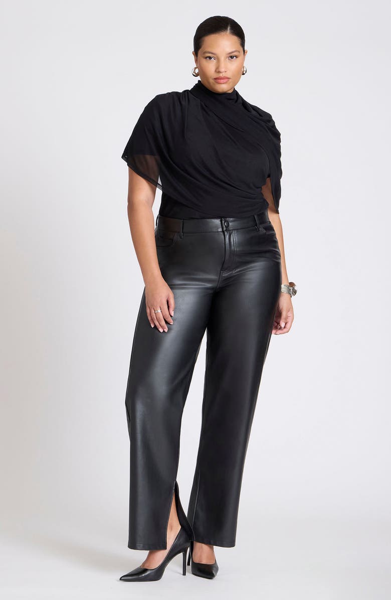 ELOQUII Sheer Wrap Draped Top, Alternate, color, 