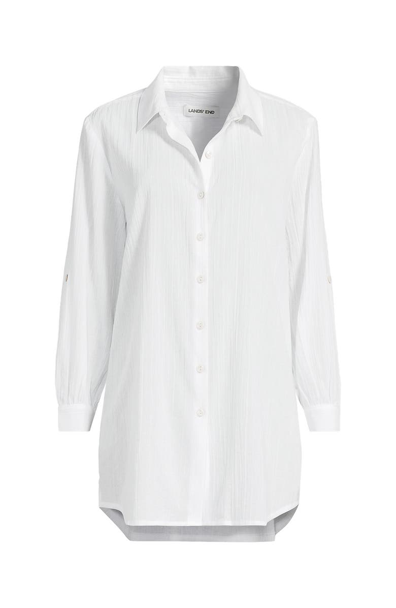 Lands' End New Button-Up Shirt Cover-Up Dress, Alternate, color, White