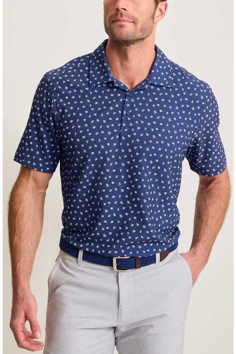 Bahama Coast Deco Palms Polo, Main, color, BERING BLUE
