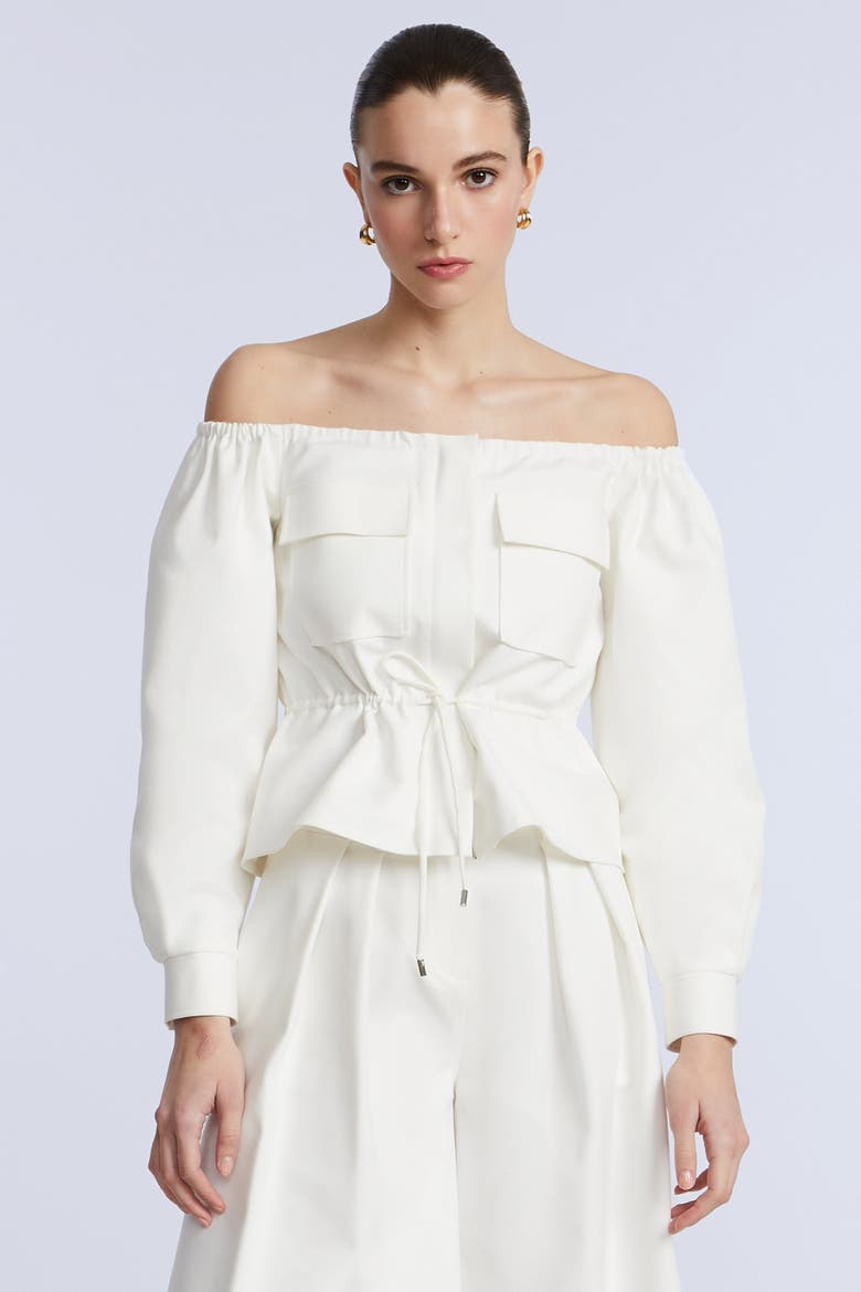 Off shoulder drawstring top, Alternate, color, Jasmine