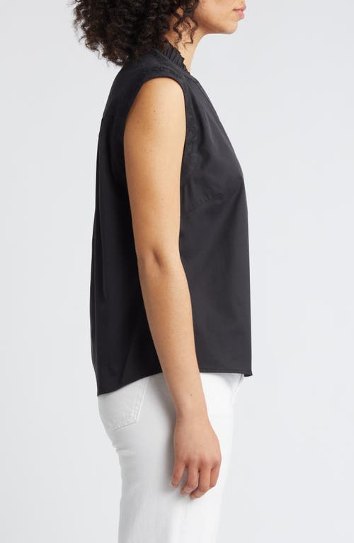 Wit & Wisdom Embroidered Sleeveless Top In Black
